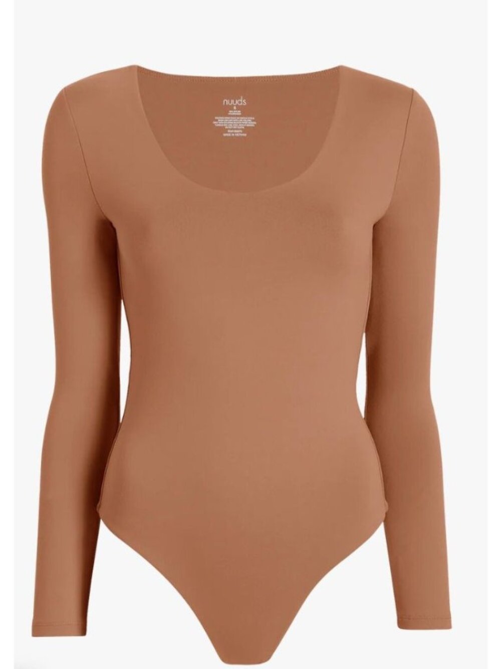 Nuuds Long Sleeve Scoop Neck Bodysuit Clay Size Small Soft Basic